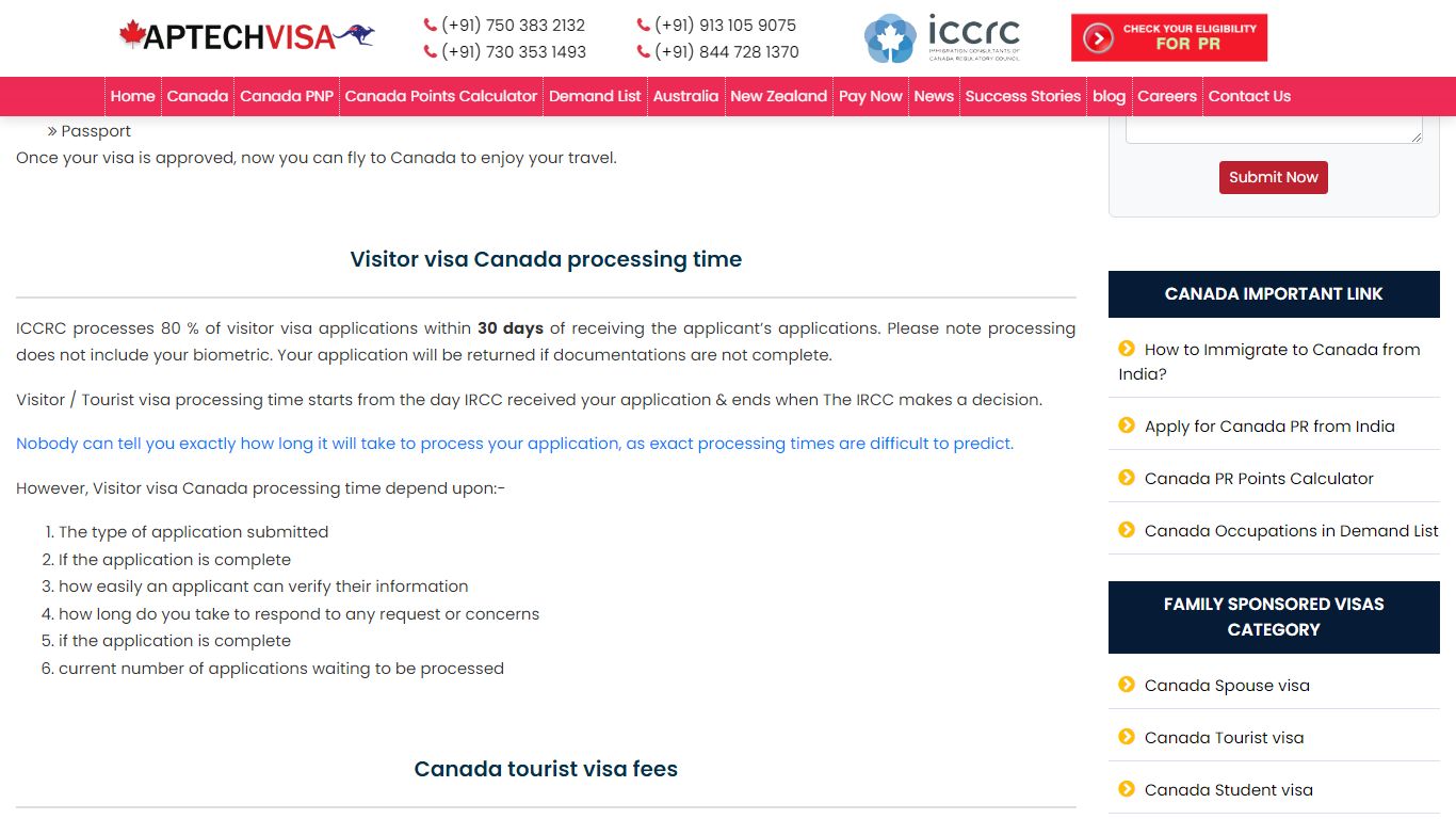 Canada Tourist Visa Processing Time 2021-22 | Aptech Visa