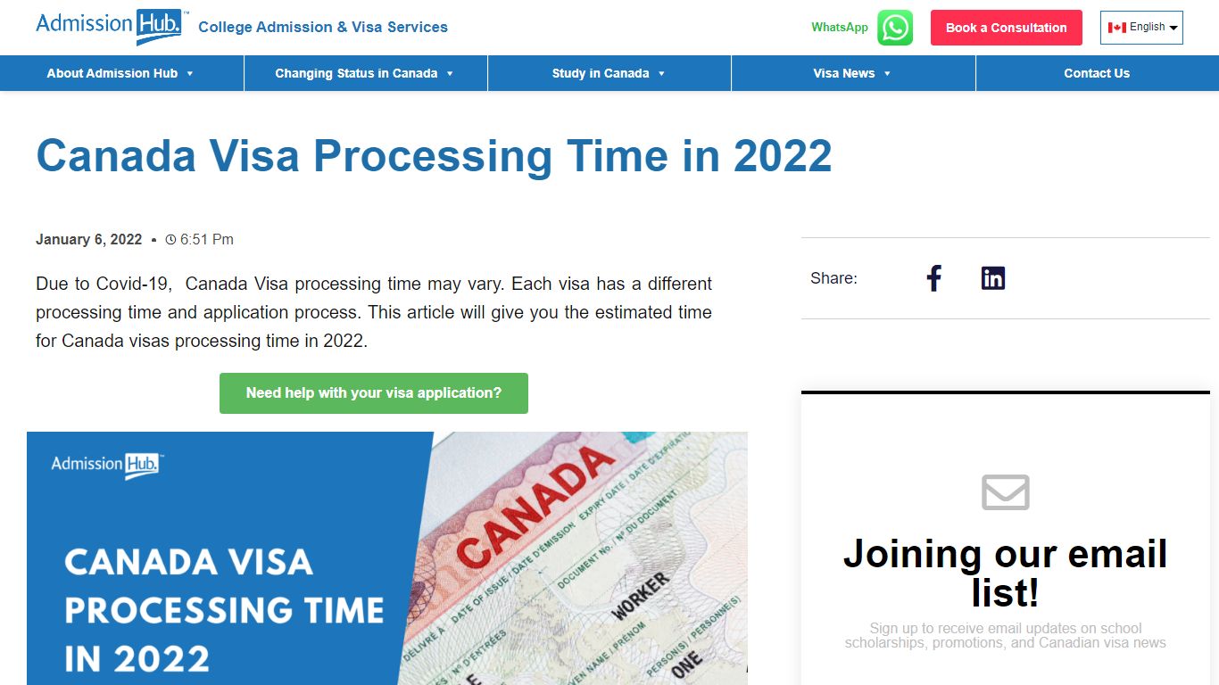 Canada Visa Processing Time in 2022 | Canada Admission Hub